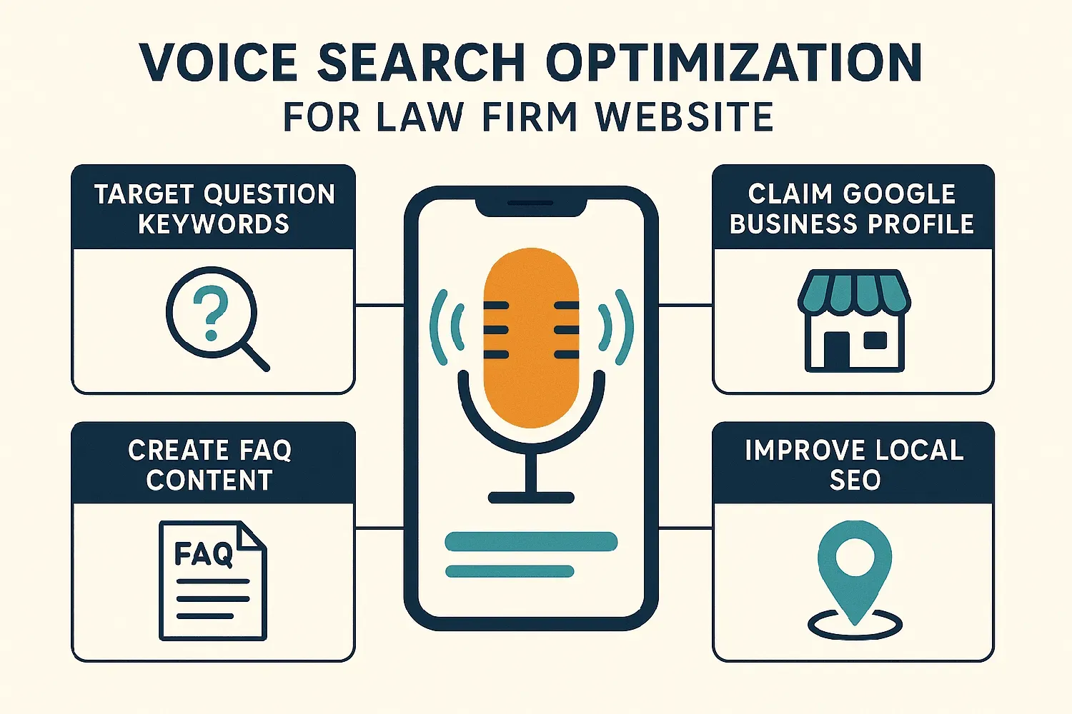 A diagram illustrating key strategies for optimizing a law firm