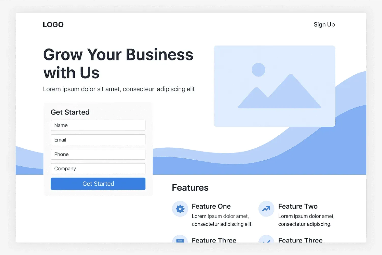 An example of an optimized landing page for higher conversions