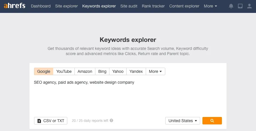 ahrefs keyword explorer