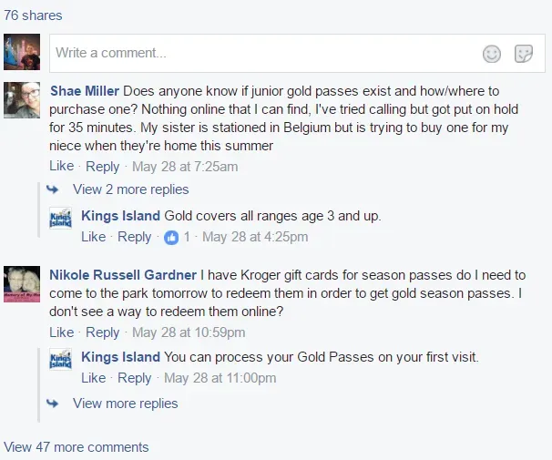 Kings Island Responses