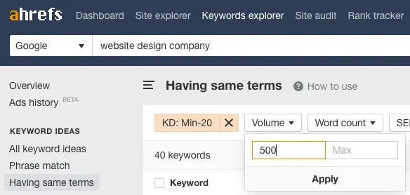 monthly search volume